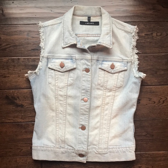 J Brand Faith light wash distressed jean vest - Picture 3 of 9